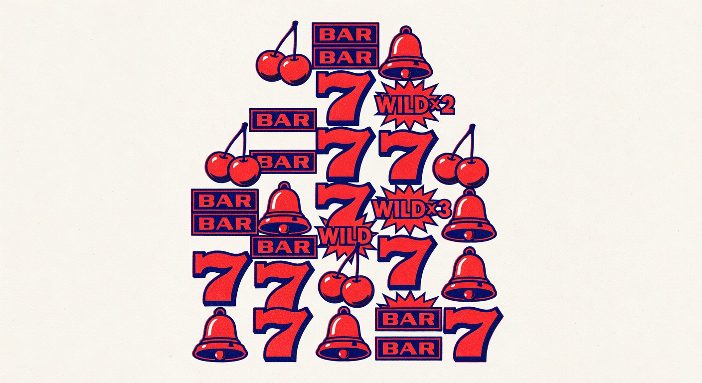 Slot reel symbols with wild multiplier icons stacked visibly
