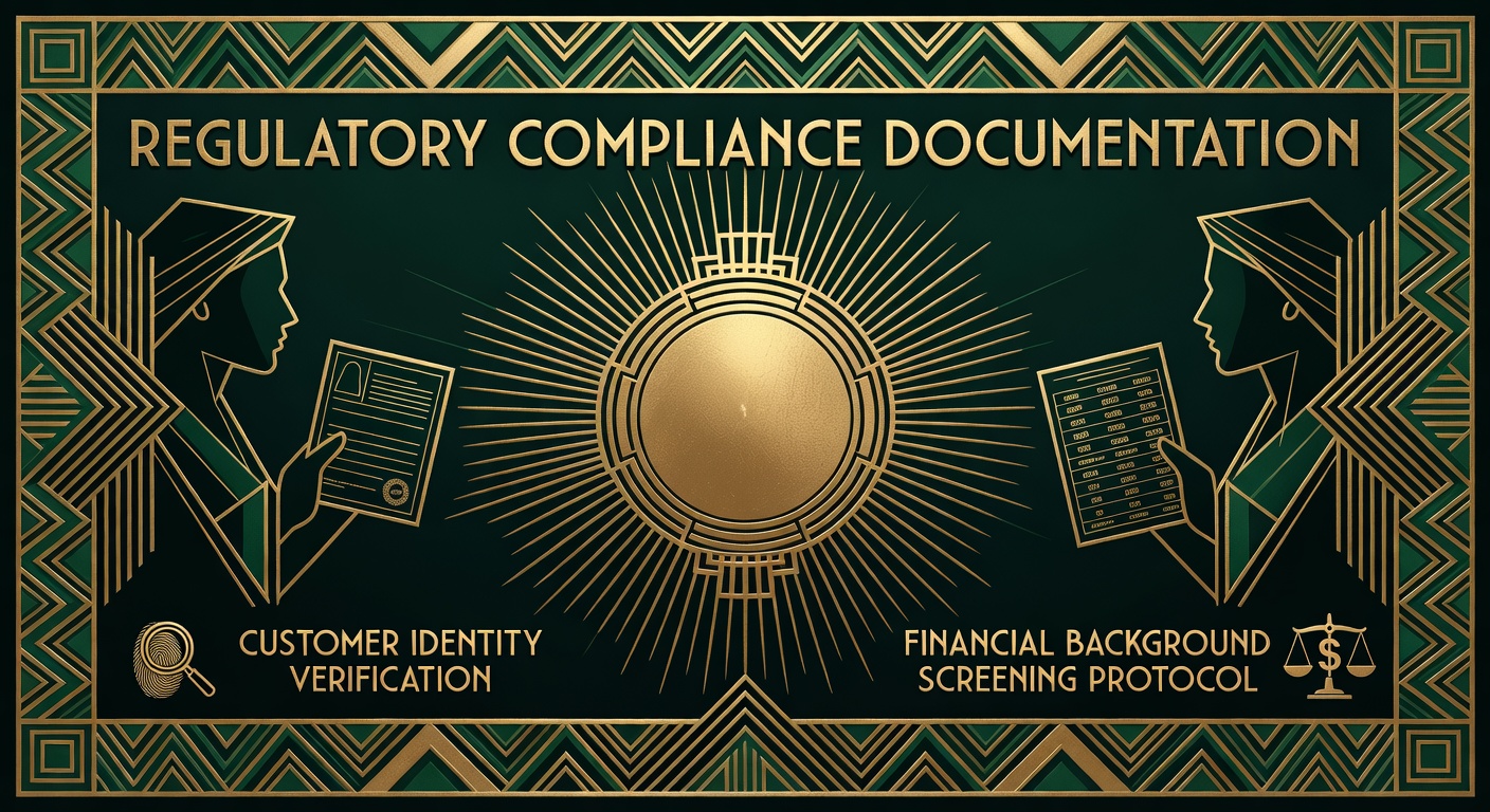 regulatory compliance documentation showing customer identity verification and financial background screening protocol