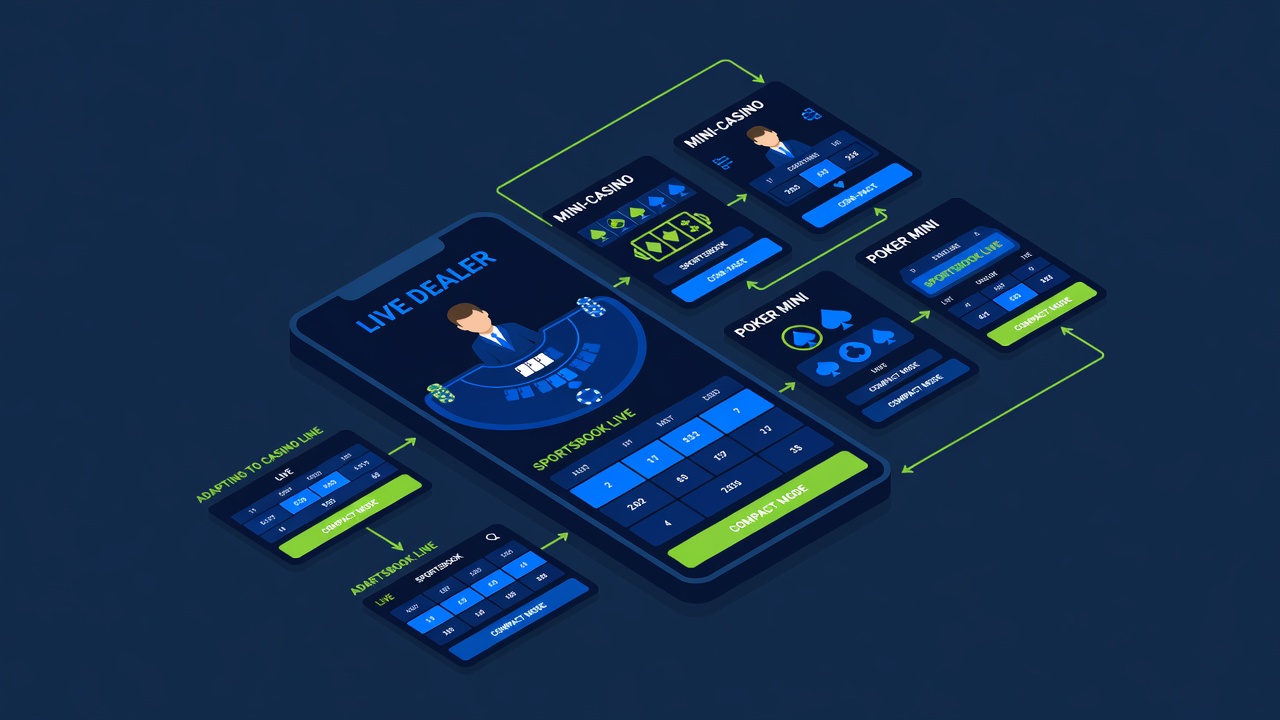 a mainstream sportsbook's mobile live-dealer app interface adapting to a smaller casino product line