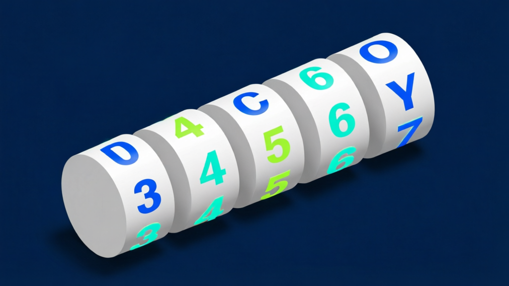 five slot reels shown side by side with increasing symbol counts