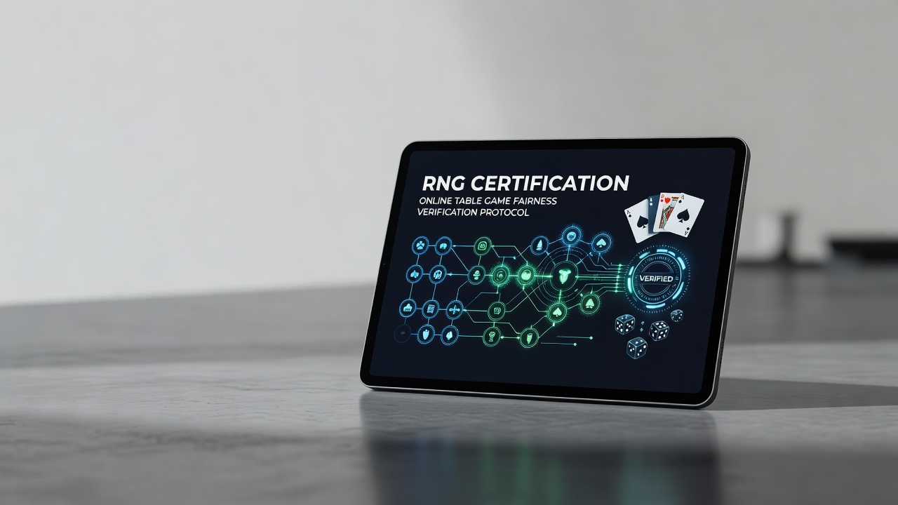 RNG certification online table game fairness verification protocol