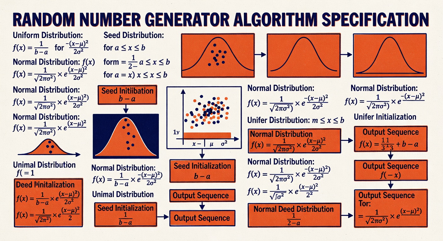 random number generator algorithm specification document with mathematical distribution parameters documented thoroughly