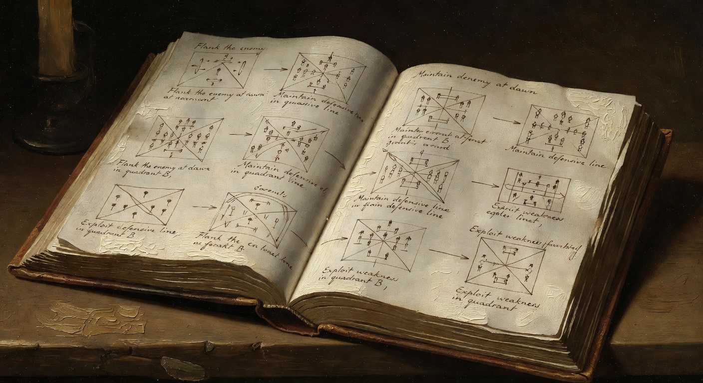 instructional textbook pages with hand-sketched strategy diagrams and annotated teaching notes throughout