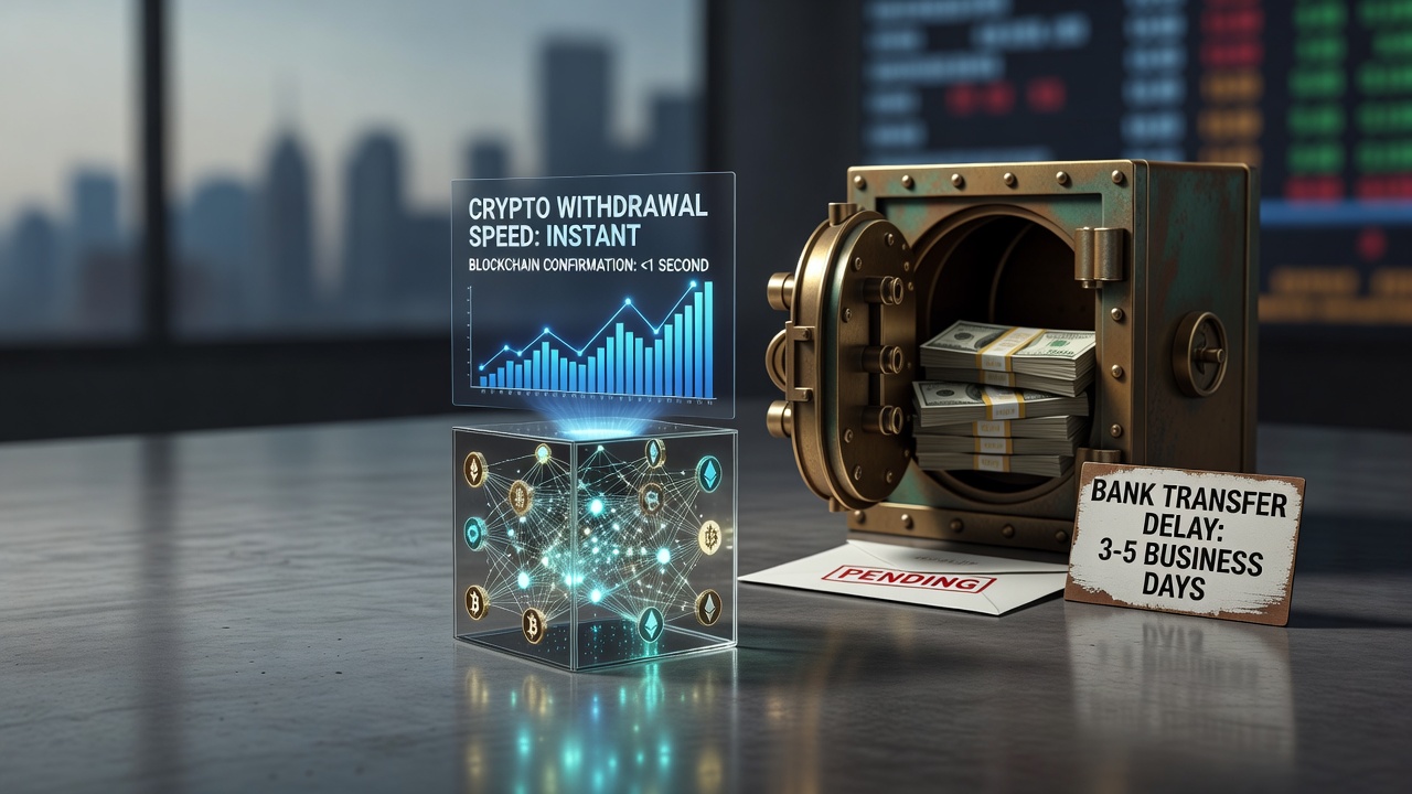 Crypto withdrawal speed blockchain confirmation bank transfer delay