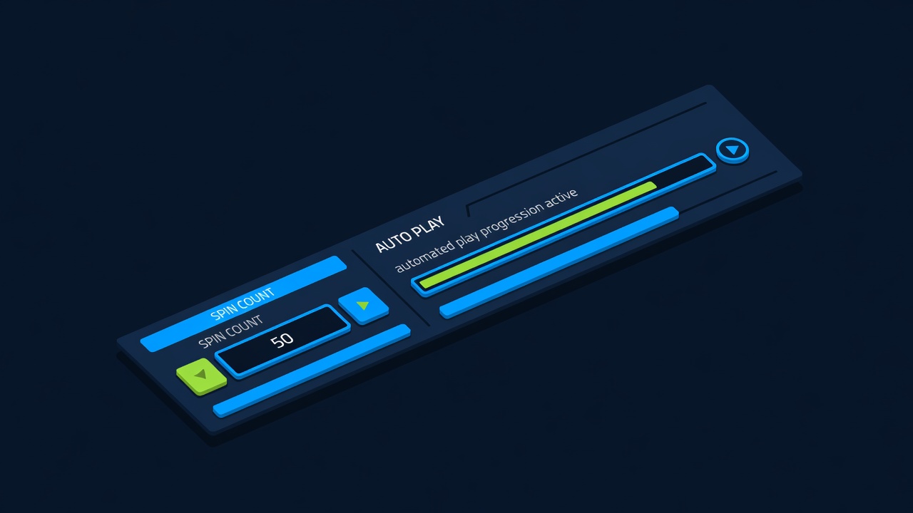 auto spin feature control panel showing spin count input and automated play progression active