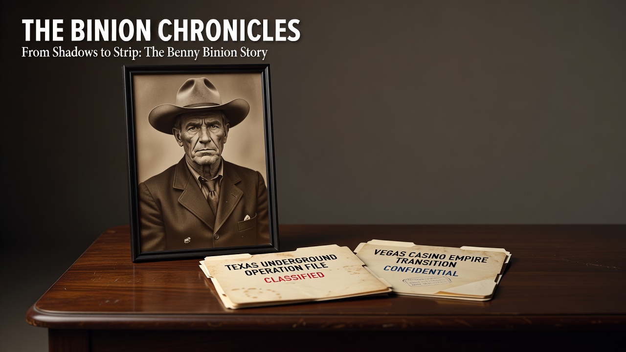 benny binion portrait with texas underground operation file and vegas casino empire transition