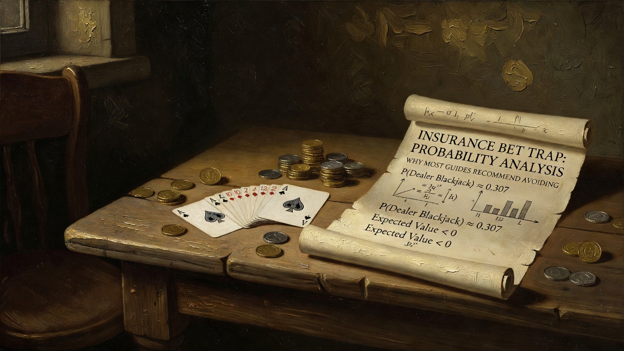 blackjack insurance bet trap with probability analysis showing why most guides recommend avoiding