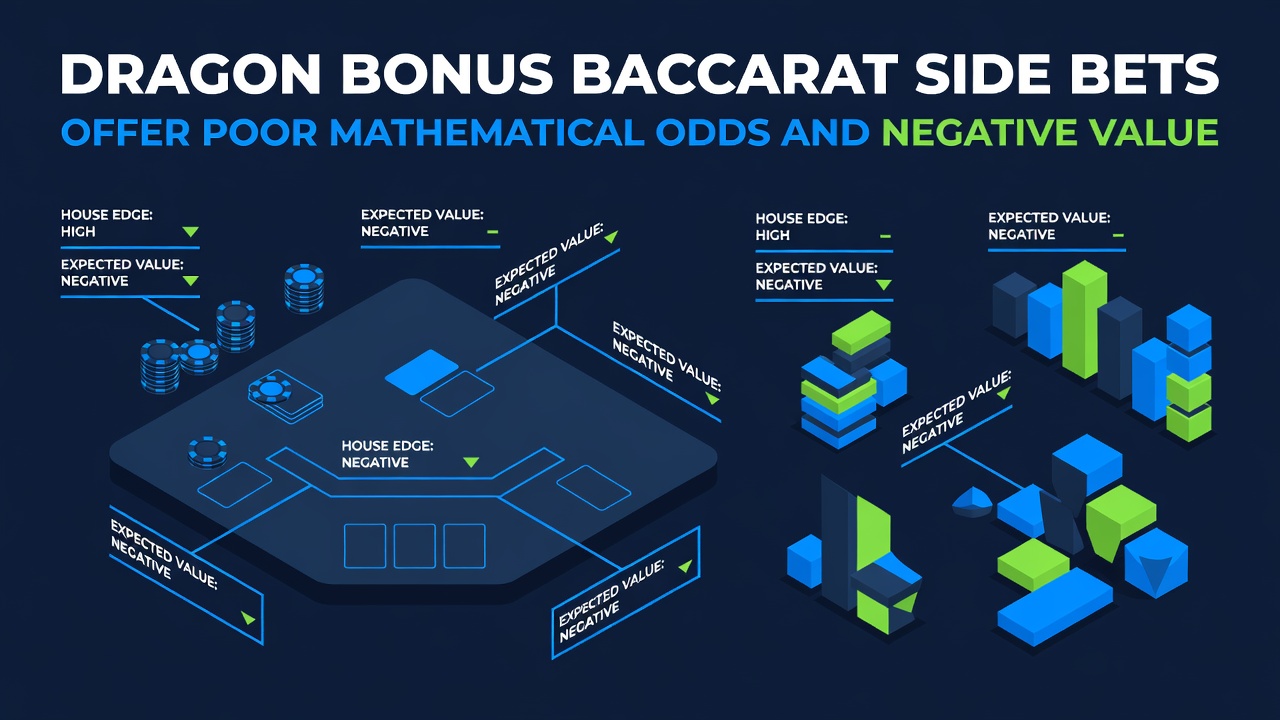 Dragon bonus baccarat side bets offer poor mathematical odds and negative value
