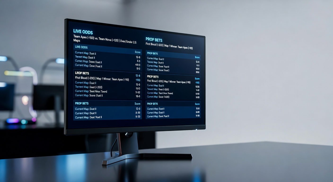 Esports gaming monitor with sports betting odds display comparison