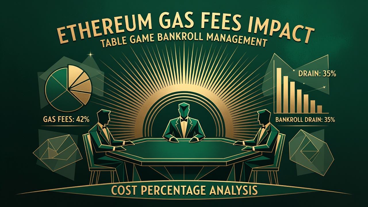 ethereum gas fees impact on table game bankroll management with cost percentage analysis shown