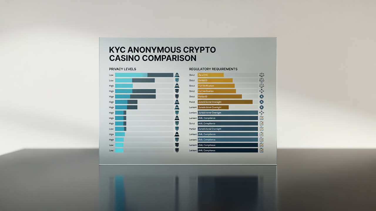 kyc anonymous crypto casino comparison with privacy levels and regulatory requirements shown