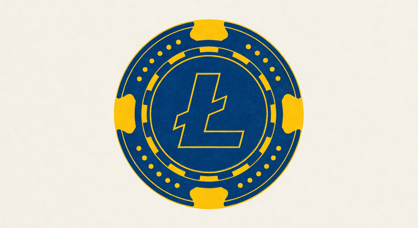 Litecoin cryptocurrency coin symbol with casino chip combination