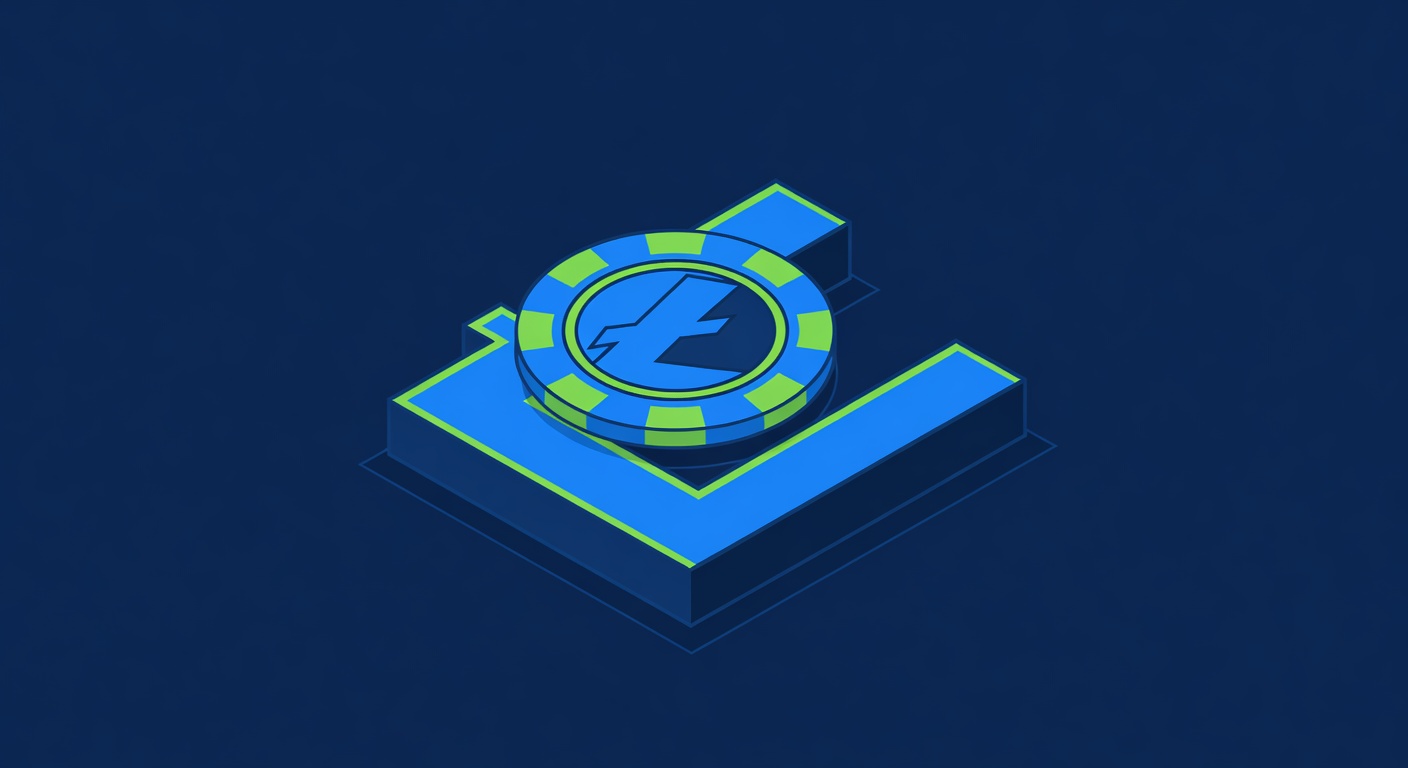 Litecoin cryptocurrency symbol with casino chip overlay