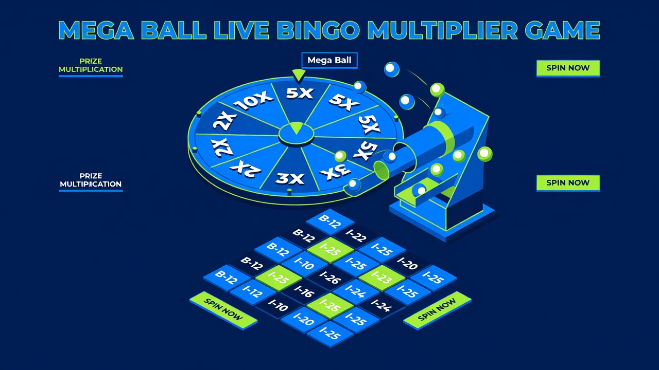mega ball live bingo multiplier game with spinning wheel and prize multiplication mechanics