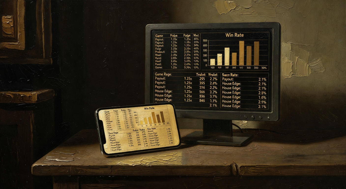a smartphone interface compared with a full-size monitor showing identical game mathematics displayed