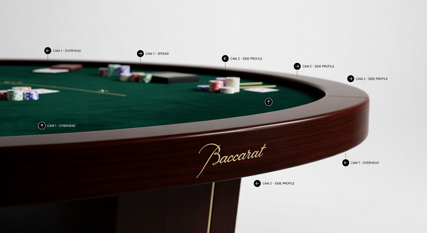 Baccarat table with multiple camera angle indicators