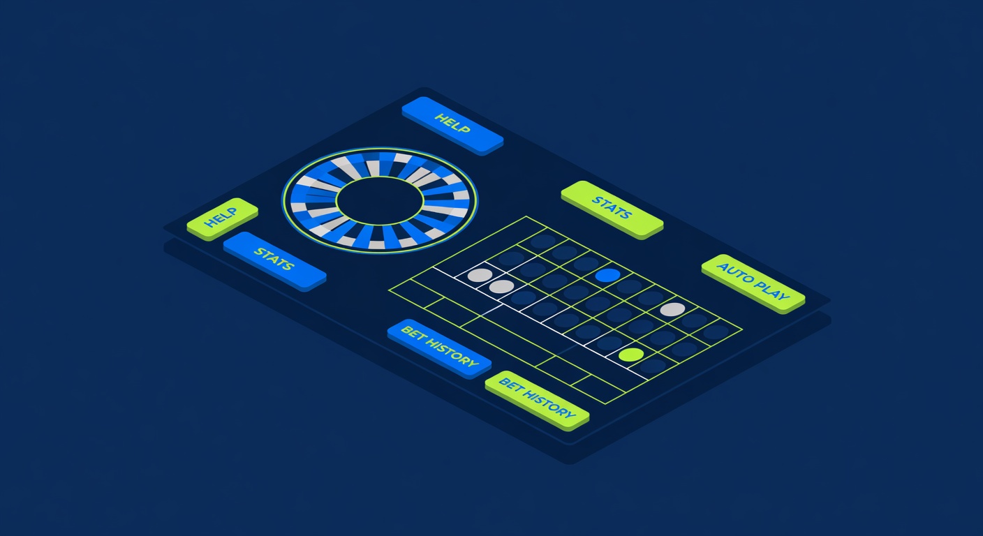 Mobile roulette interface with helpful UI feature buttons