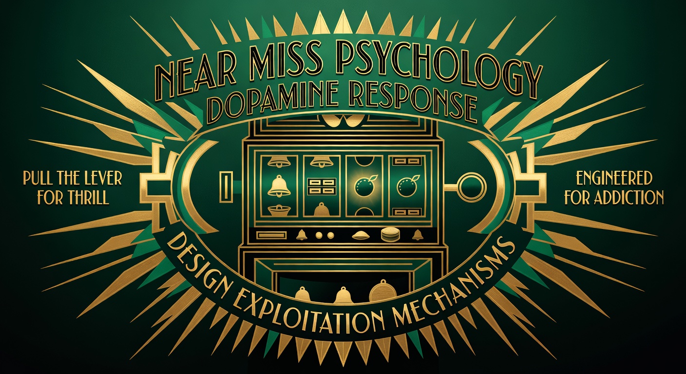 slot machine near miss psychology showing dopamine response and design exploitation mechanisms