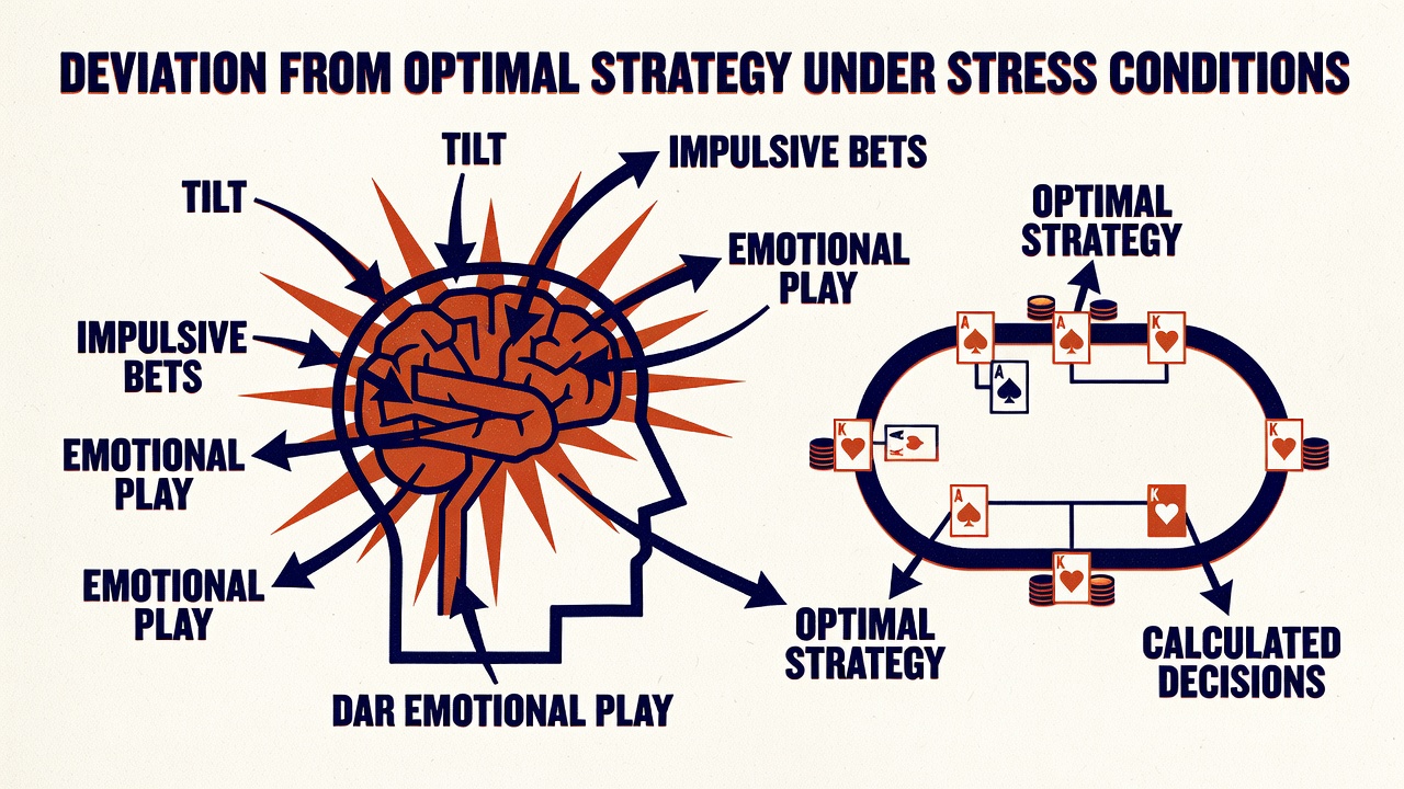 poker player psychology diagram showing deviation from optimal strategy under stress conditions