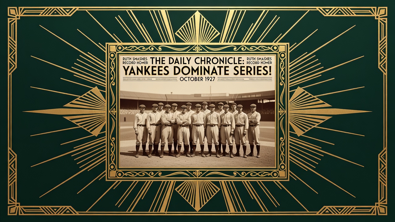 1920s newspaper headline alongside historical baseball team roster photograph