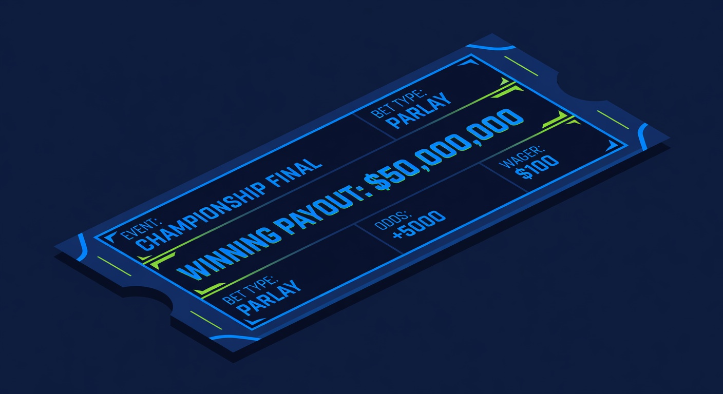 a giant sports betting ticket displaying a record-breaking winning payout amount