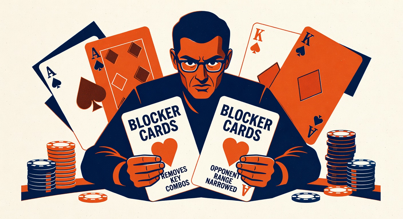 a poker player holding blocker cards that remove key opponent combinations from the range