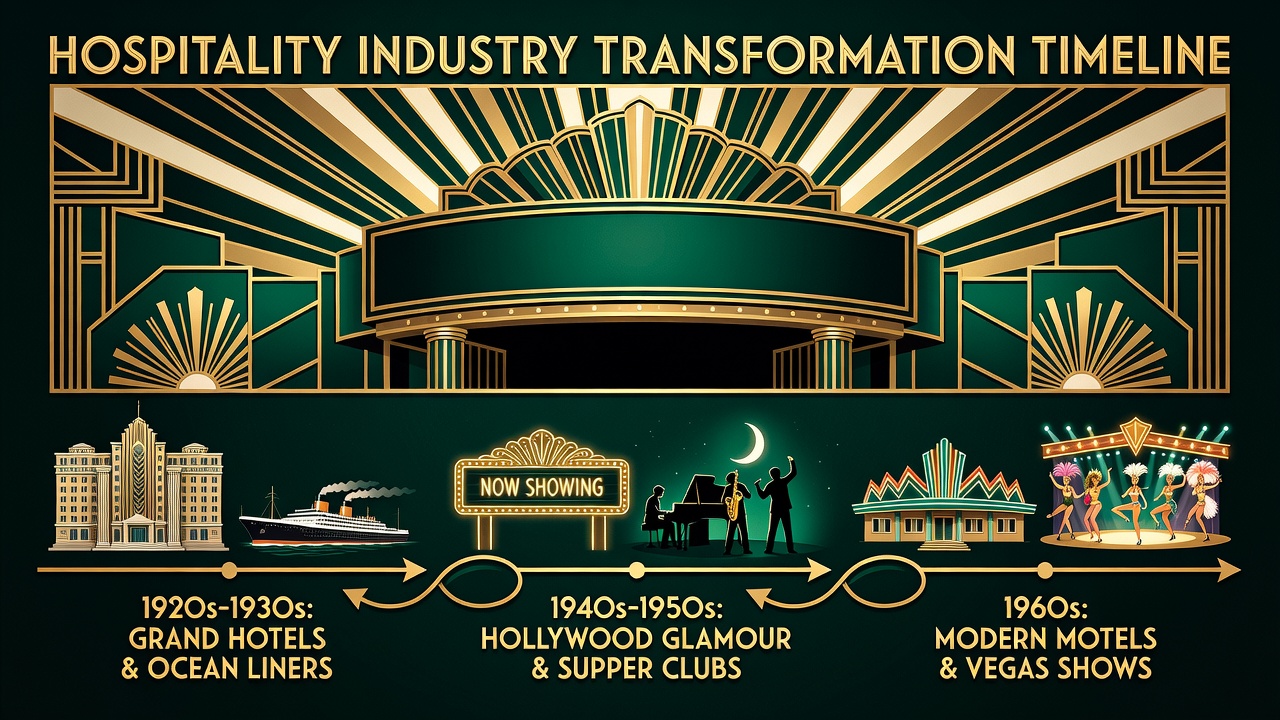 entertainment venue marquee sign from nineteen sixties with hospitality industry transformation timeline