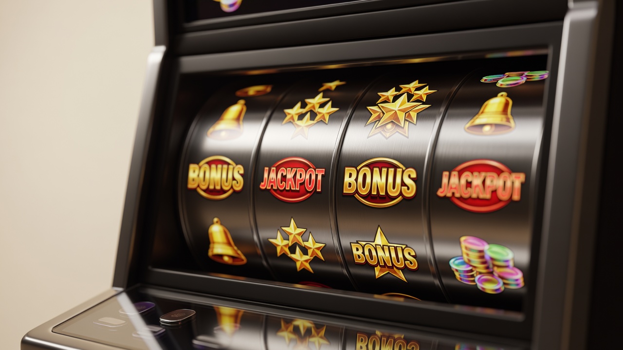 close-up of spinning reels showing frequent bonus symbols