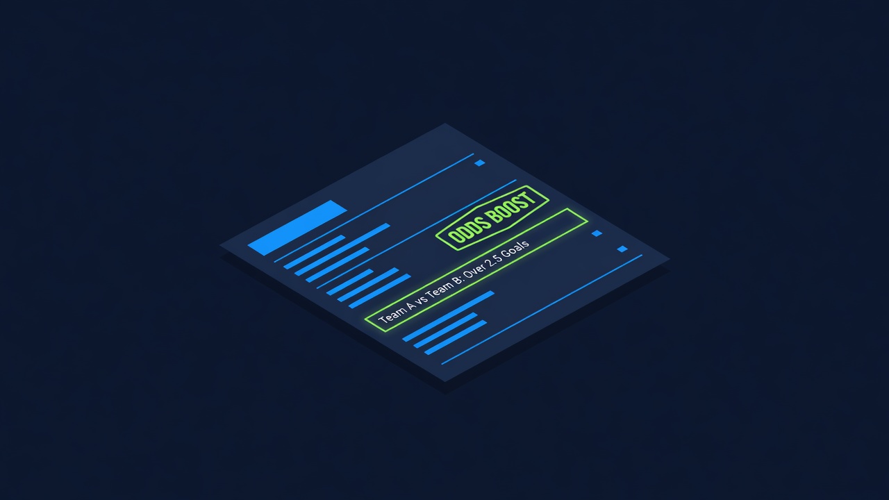 a sports betting slip with an odds boost badge stamped on a highlighted bet selection