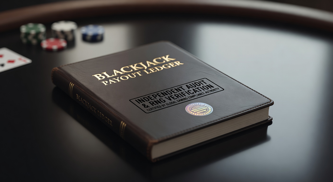 a blackjack payout ledger stamped by an independent audit and RNG verification body