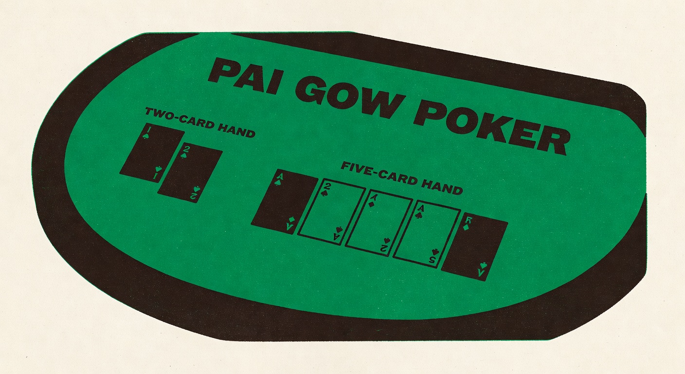 a Pai Gow Poker layout with two-card and five-card hands arranged on green felt