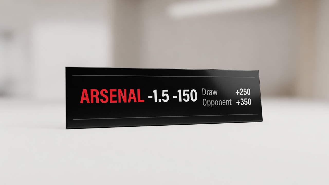 Betting odds board displaying Arsenal as heavy home favorite