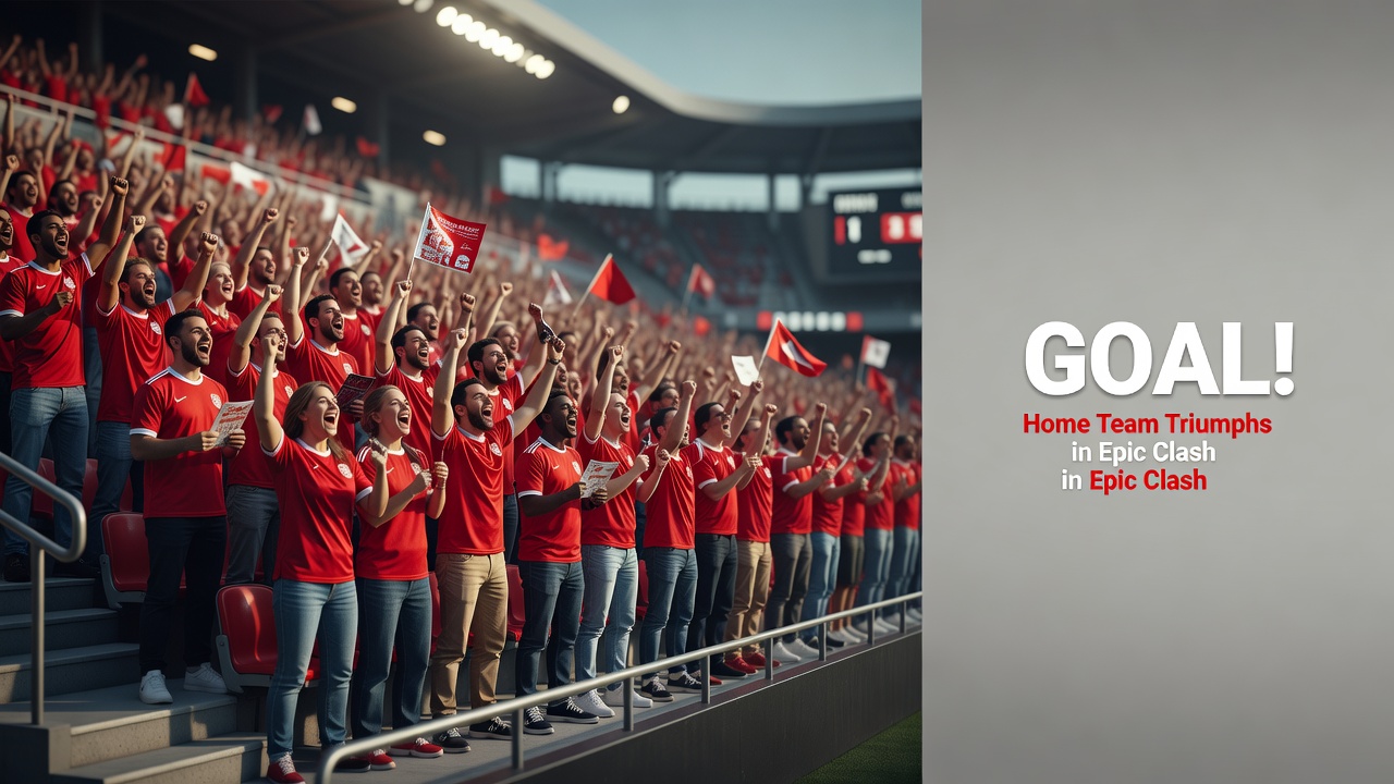 soccer stadium crowd watching a home team in red jerseys
