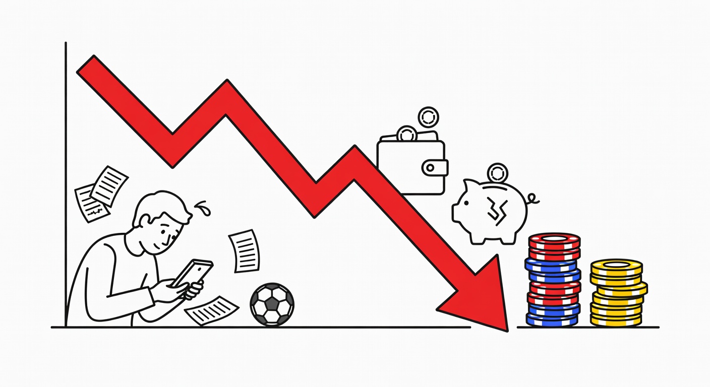 Sports betting obsession narrative visualization with declining asset chart
