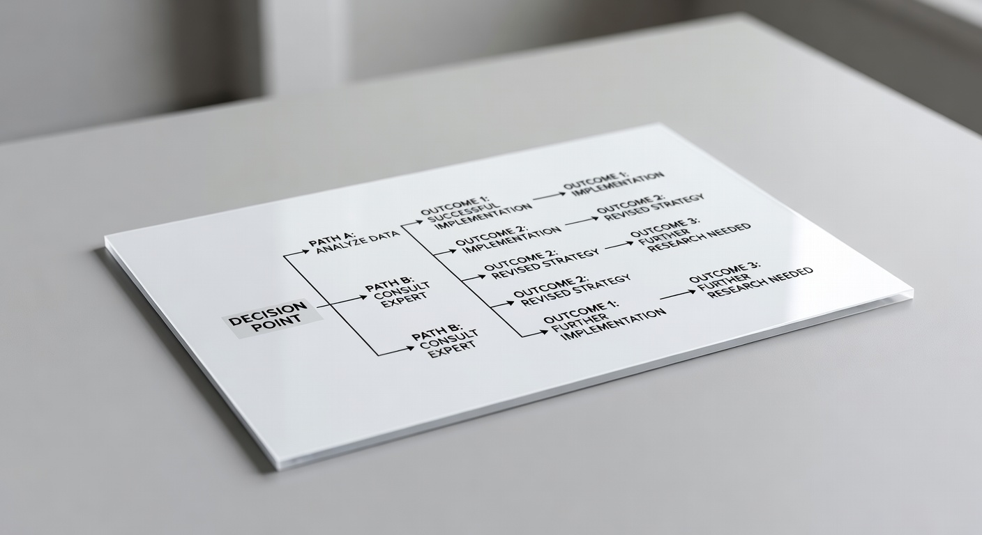 flowchart diagram showing decision pathways and possible outcomes
