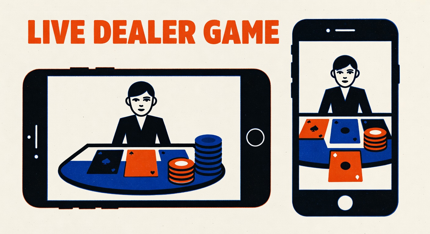 a smartphone showing a live dealer game in landscape orientation beside the same in portrait mode