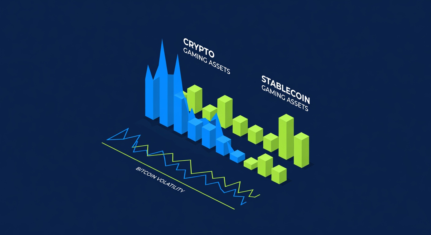 Bitcoin volatility chart comparing cryptocurrency and stablecoin gaming assets