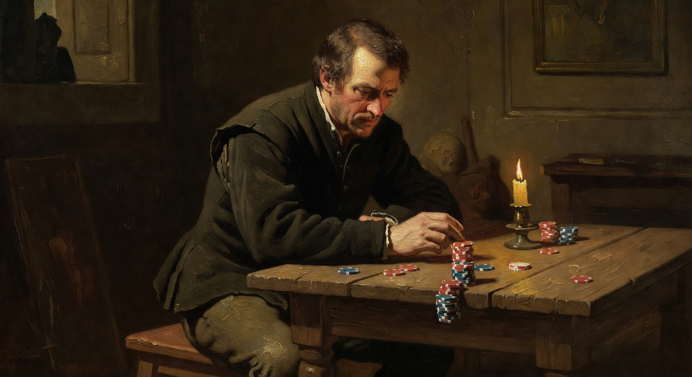 seated player at table with stack of chips showing fundamental positioning error in decision-making moment