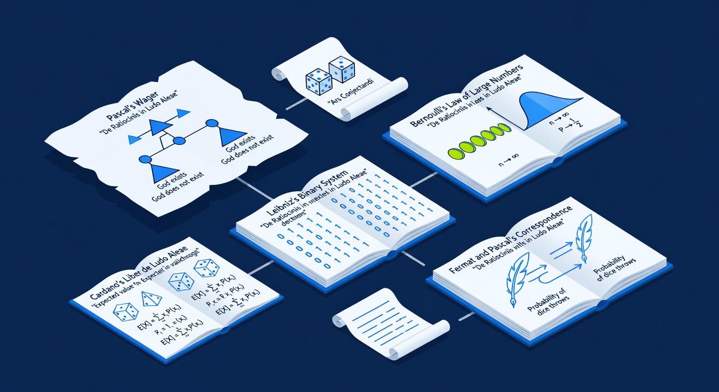 historical manuscript pages depicting mathematical discoveries and probability theory foundational breakthrough moments