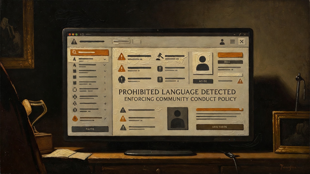 content management dashboard flagging prohibited language and enforcing community conduct policy