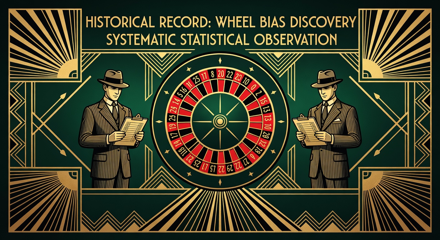 historical record notation documenting wheel bias discovery through systematic statistical observation