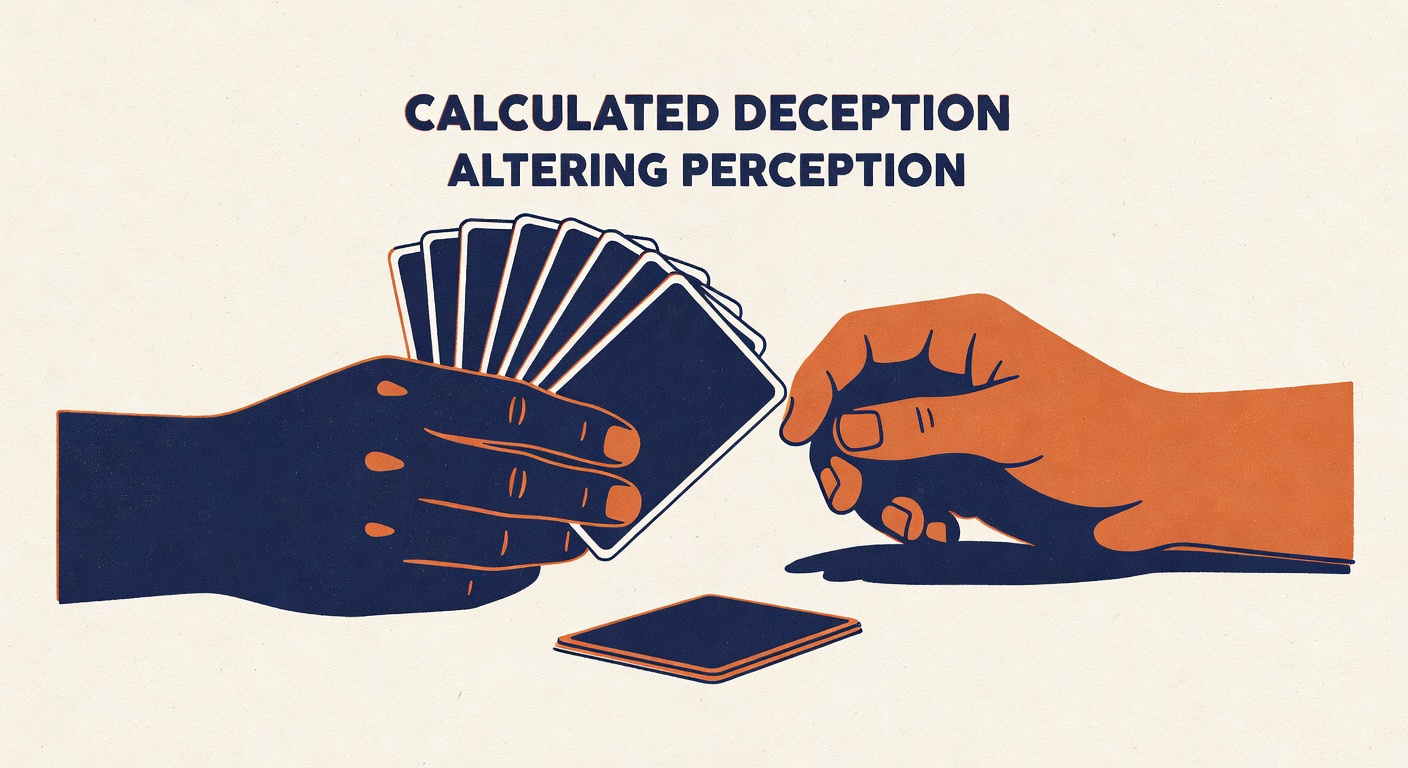 moment captured showing calculated deception execution altering opponent perception of hand strength authenticity