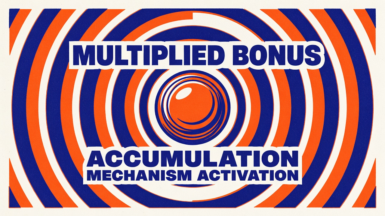 spinning sphere with expanding rings representing multiplied bonus accumulation mechanism activation