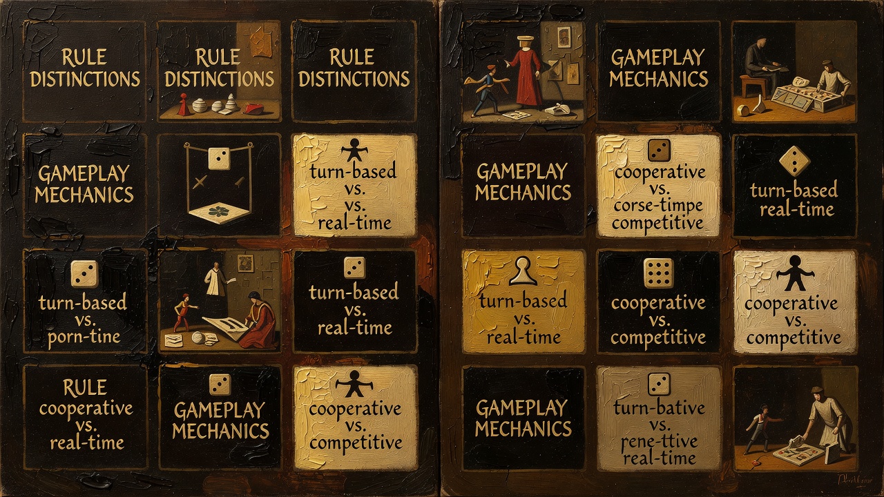 side-by-side comparison matrix highlighting rule distinctions and gameplay mechanic differentiations