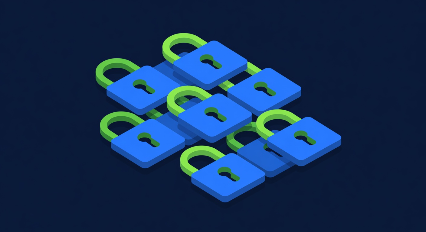 nested padlocks symbolizing multiple competing digital account vaults