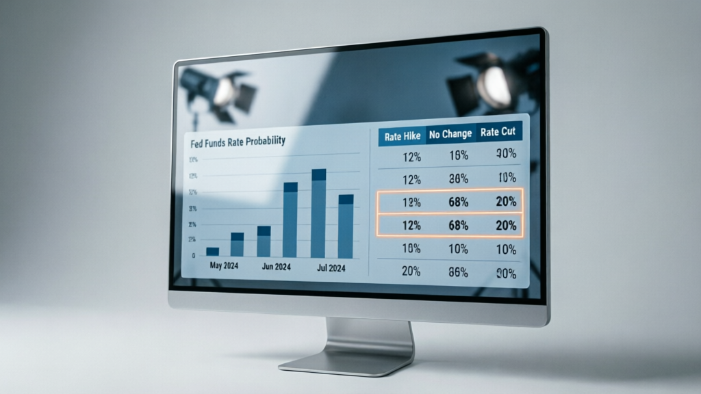 trader screen displaying federal reserve rate probability contracts