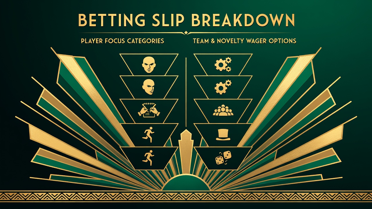 betting slip breakdown showing player focus categories separate from team or novelty wager options