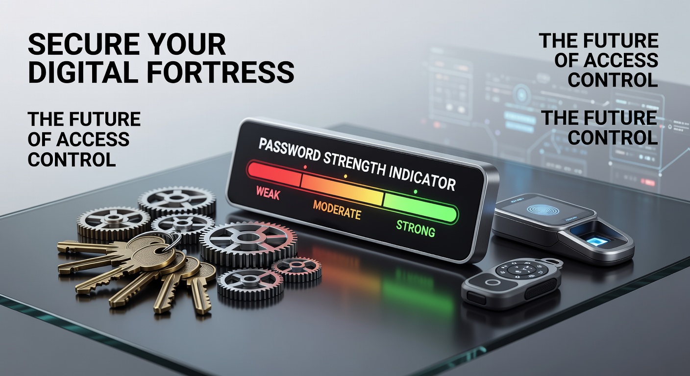 Password strength indicator with security features and account access protection methods