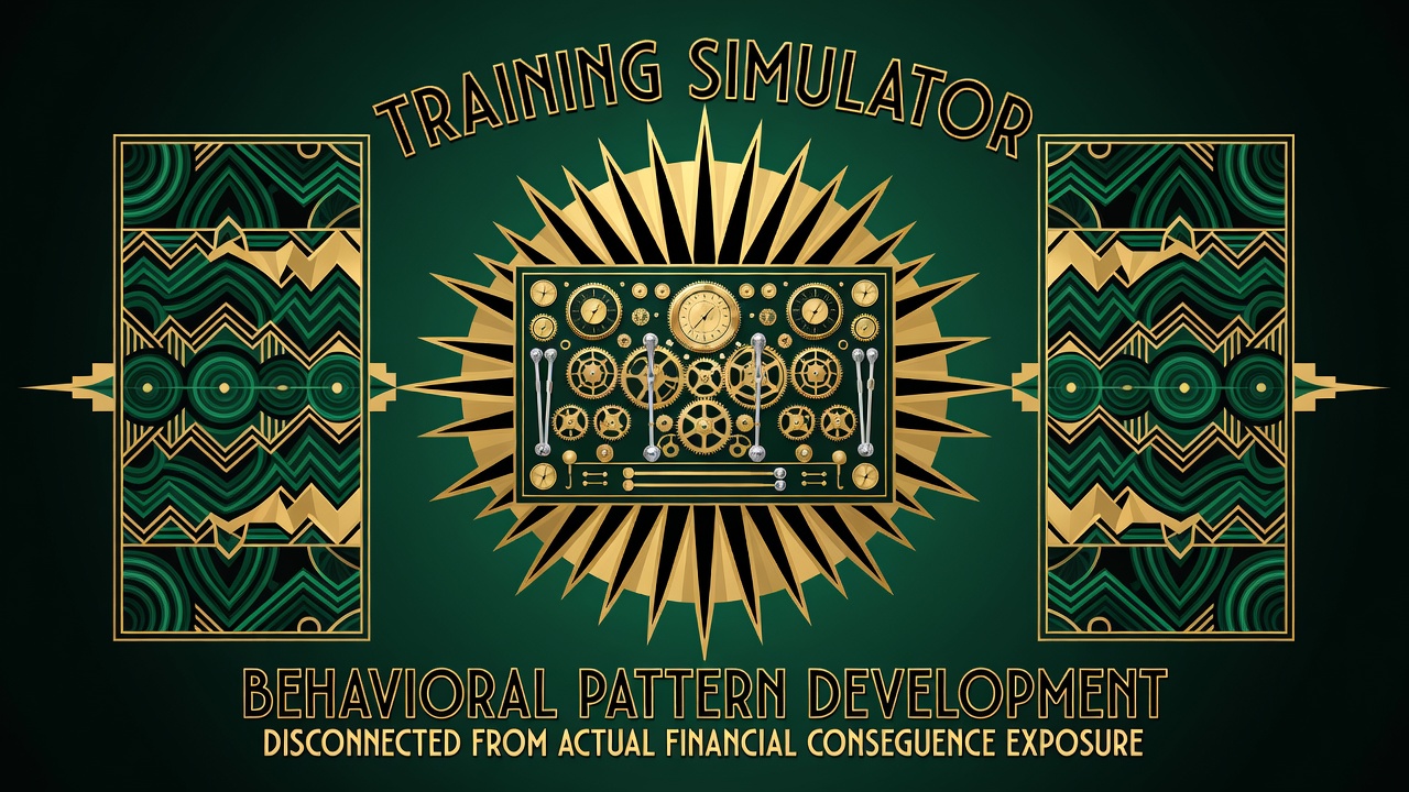 training simulator revealing behavioral pattern development disconnected from actual financial consequence exposure