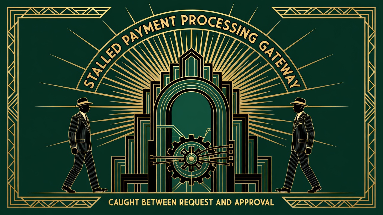 stalled payment processing gateway caught between request and approval